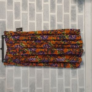 NEW Fall Orange Floral Pleated Maxi Skirt Size Medium by Melrose Options